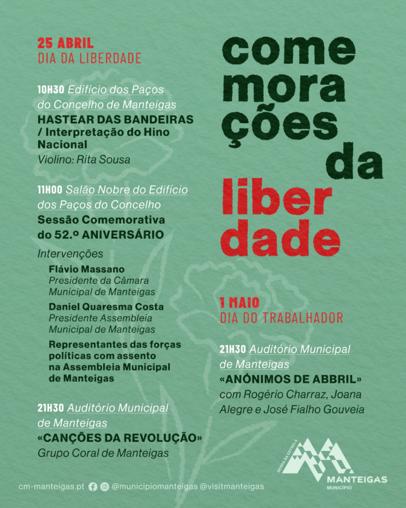 Comemoração do 52.º Aniversário do 25 de Abril – Manteigas 2026